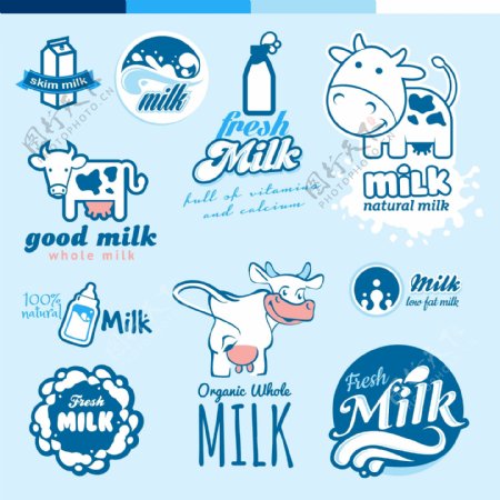 奶牛牛奶标签图片