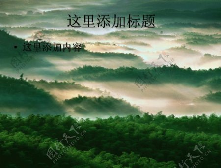 绿色山景山雾