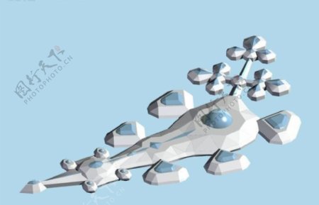 现代冰花造型艺术风格建筑3D模型