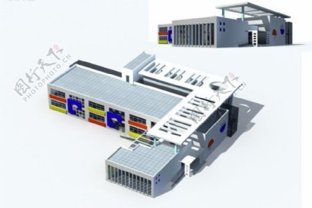 现代化教学楼建筑设计3D模型