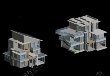 现代多层别墅建筑群3D模型设计