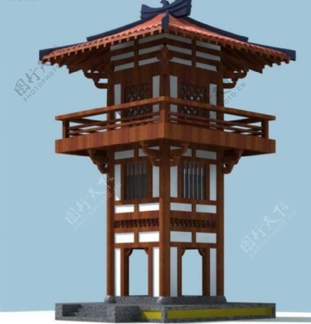 中国经典古建筑楼阁效果图