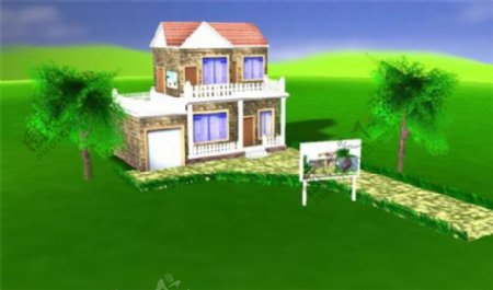 绿色植物梦幻房子游戏模型
