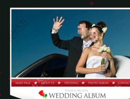 粉红浪漫婚礼网页动画模板