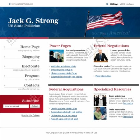 美国政治家介绍网页模板