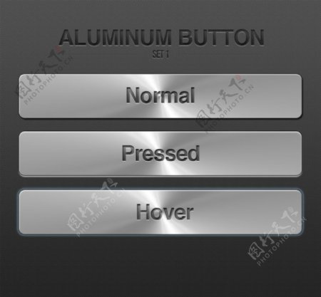 银色金属质感按钮PSD分层素材