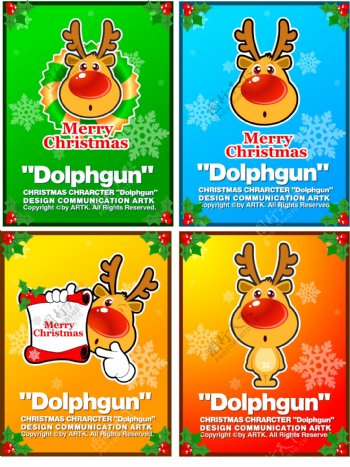 韩国圣诞节矢量麋鹿海报