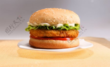 蔬菜鸡肉汉堡图片
