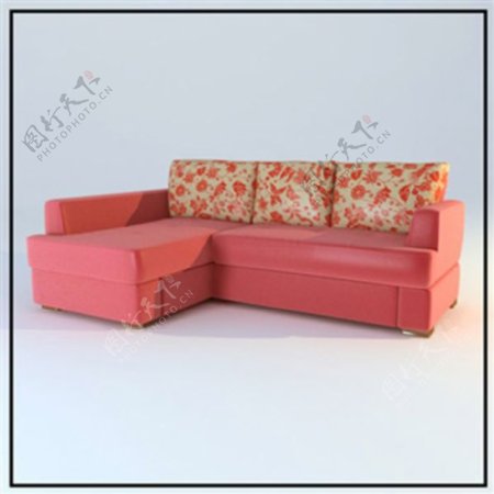 粉色长沙发3D模型素材