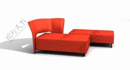 红色折叠沙发家居家具装饰素材