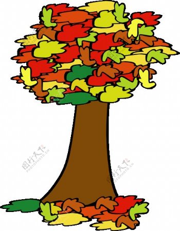 秋天的彩色树剪贴画