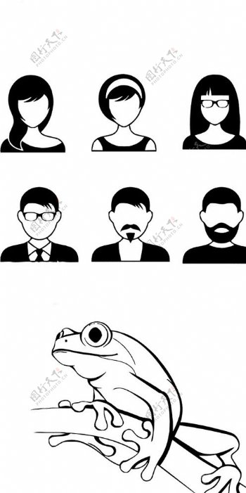 女人男人青蛙剪影图片