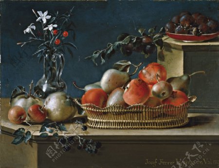 FerrerJoseBodegondefrutasyflorerodecristal1781静物水果瓜果蔬菜器皿食物印象画派写实主义油画装饰画