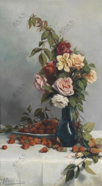 闈欑墿鑺卞崏83172静物花卉油画超写实主义油画静物