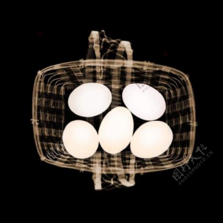 X光下的篮子和鸡蛋