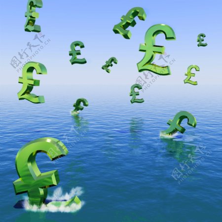英镑下跌在海中呈现萧条衰退和经济衰退