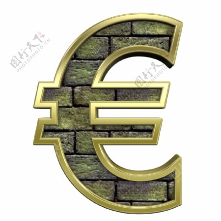 欧元符号的字母石集金框
