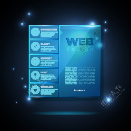 蓝色的Web图表模板设计矢量图02