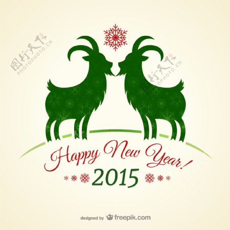 2015绿色山羊新年背景