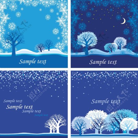 雪花树木冬季雪景图片