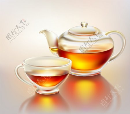 写实茶杯茶壶