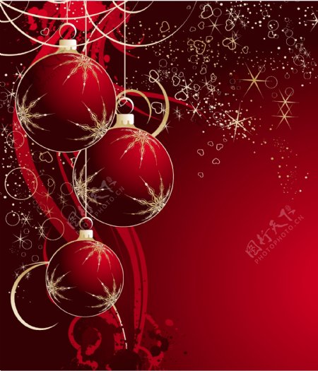 红色圣诞装饰球矢量素材圣诞节矢量图装饰矢量素材eps