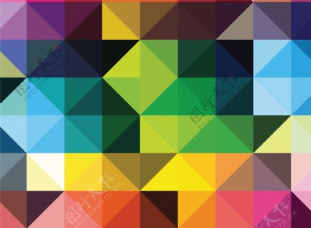 色彩色块马赛克七彩颜色像素原色叠加三角形