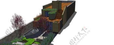 私家花园庭院景观设计Sketchup模型