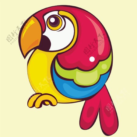 印花矢量图卡通动物鸟类鹦鹉色彩免费素材