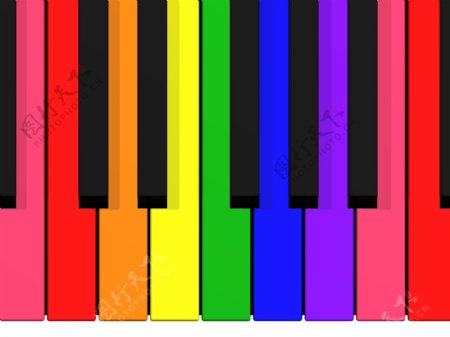 彩色钢琴按键图片素材
