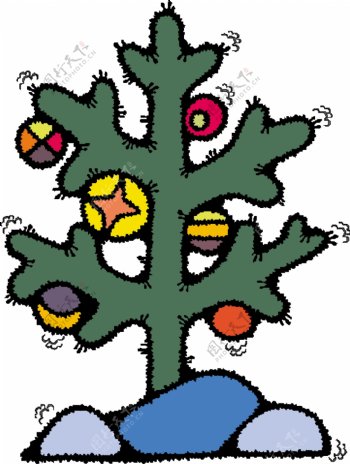 印花矢量图树节日喜庆圣诞节圣诞树免费素材