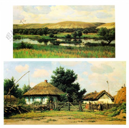 乡村油画图片