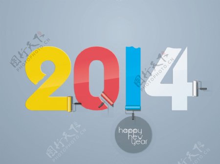 2014新年快乐色漆向量