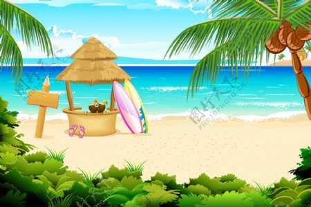 夏日沙滩背景图片