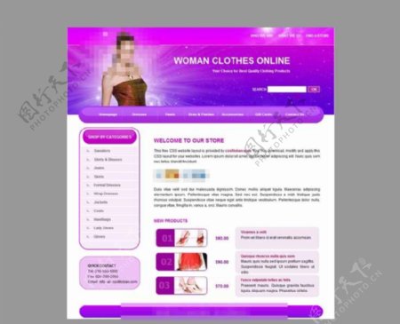 漂亮的女性服装网站模板