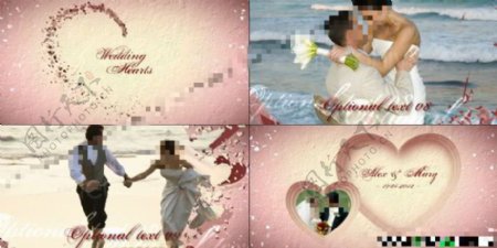 粉色系浪漫爱心主题婚礼照片展示