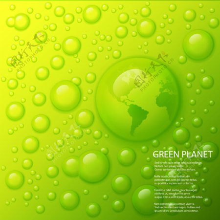 绿色水珠水滴地球绿色环保图片