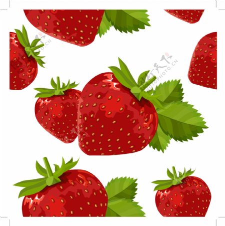 无缝绿叶草莓背景图片