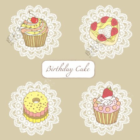 生日蛋糕花纹标签图片