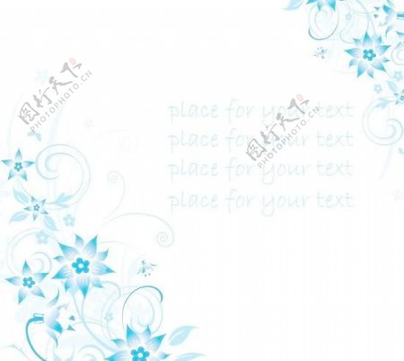 简约的蓝色手绘花卉和在背景矢量素材4文本模式
