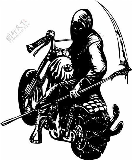 2摩托车幽灵骑士插画矢量素材