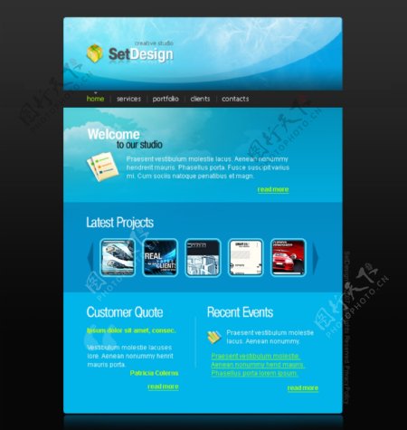 蓝色国外科技网页设计模板