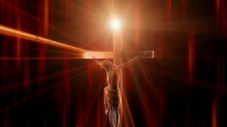 在十字架的耶稣运动背景的交叉光视频免费下载