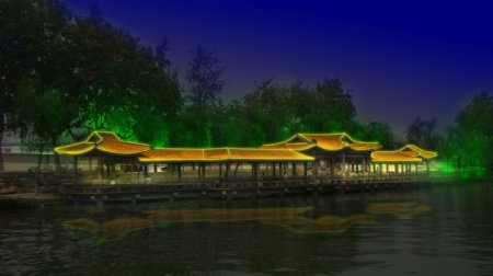 led公园夜景图片