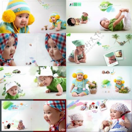 萌宝宝儿童相册模板设计PSD素材