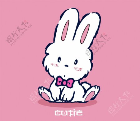 印花矢量图卡通动物兔子图文结合色彩免费素材