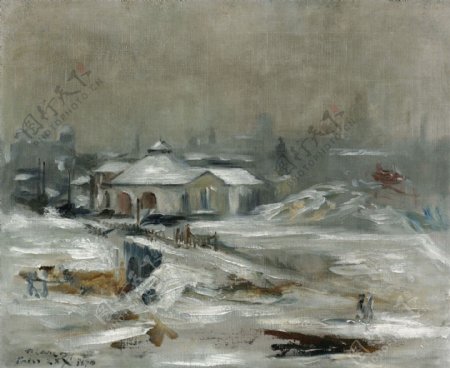 冬季雪景油画图片