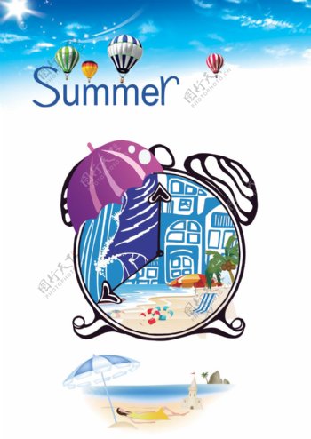 夏季海滩休闲海报