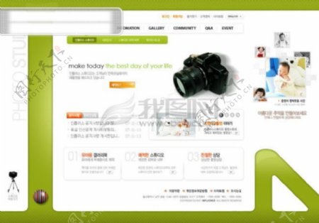 日韩模板商务网站模板网页模板韩国摄影器材类网页模板绿色系模板