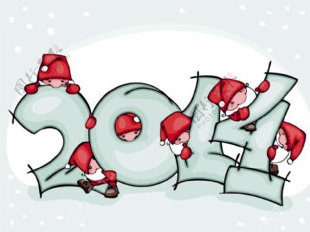 卡通2014圣诞风格艺术字矢量素材